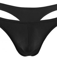 Fabio Farini Schwarze Herren String Tanga 4er Pack elastische Microfaser