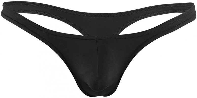 Fabio Farini Schwarze Herren String Tanga 4er Pack elastische Microfaser