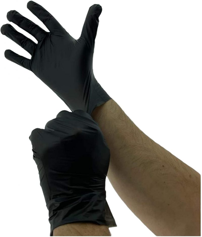 MC-Trend 100 Stück TPE Einweg Handschuhe Schwarz Einmalhandschuhe puderfrei Latexfrei in Spenderbox