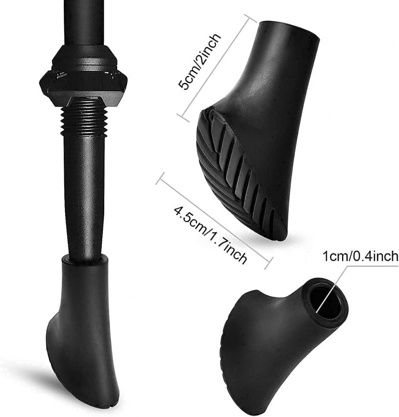 VABNEER Nordic Walking Stöcke Gummipuffer, 12 Stücke Gummipuffer für Walkingstöcke, Walking Pads für Trekking Asphalt Kies Gebirge mit Durchmesser 10mm