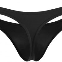 Fabio Farini Schwarze Herren String Tanga 4er Pack elastische Microfaser