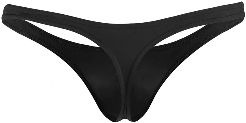 Fabio Farini Schwarze Herren String Tanga 4er Pack elastische Microfaser