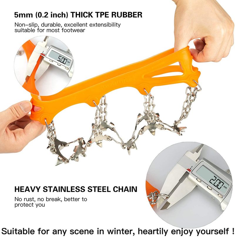 IPSXP Steigeisen, 19 Edelstahl Zähne Spikes Universal Anti-Rutsch Grödeln für Eisspikes für Klettern Bergsteigen Trekking High Altitude Winter Outdoor…