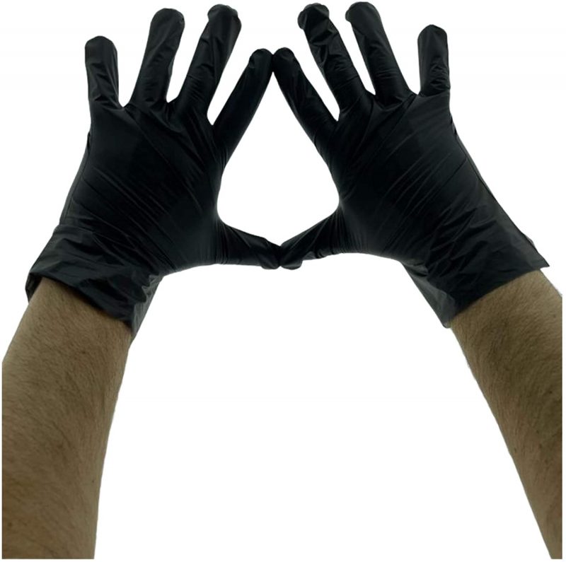 MC-Trend 100 Stück TPE Einweg Handschuhe Schwarz Einmalhandschuhe puderfrei Latexfrei in Spenderbox