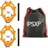 IPSXP Steigeisen, 19 Edelstahl Zähne Spikes Universal Anti-Rutsch Grödeln für Eisspikes für Klettern Bergsteigen Trekking High Altitude Winter Outdoor…