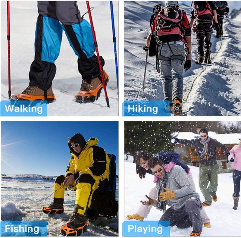 IPSXP Steigeisen, 19 Edelstahl Zähne Spikes Universal Anti-Rutsch Grödeln für Eisspikes für Klettern Bergsteigen Trekking High Altitude Winter Outdoor…