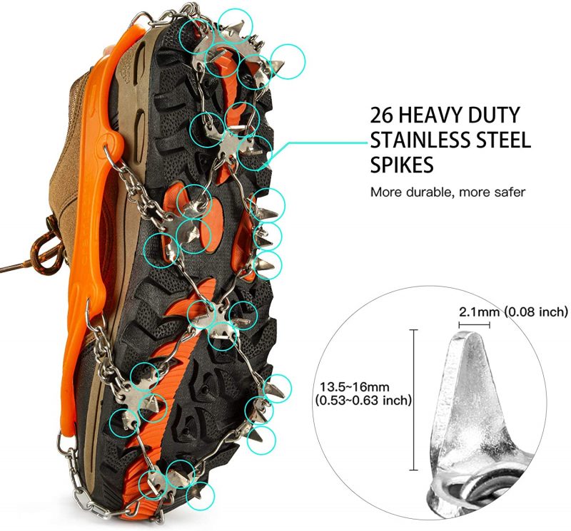 IPSXP Steigeisen, 19 Edelstahl Zähne Spikes Universal Anti-Rutsch Grödeln für Eisspikes für Klettern Bergsteigen Trekking High Altitude Winter Outdoor…