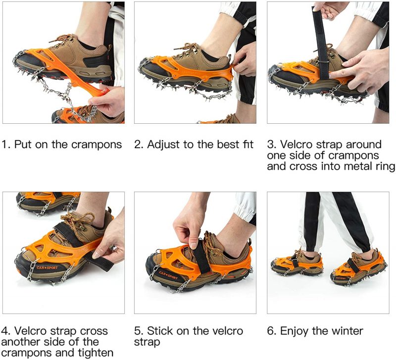IPSXP Steigeisen, 19 Edelstahl Zähne Spikes Universal Anti-Rutsch Grödeln für Eisspikes für Klettern Bergsteigen Trekking High Altitude Winter Outdoor…