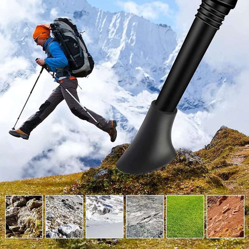 VABNEER Nordic Walking Stöcke Gummipuffer, 12 Stücke Gummipuffer für Walkingstöcke, Walking Pads für Trekking Asphalt Kies Gebirge mit Durchmesser 10mm