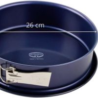 Dr. Oetker Springform Ø 26 cm Back-Liebe Emaille – Inklusive Flach- und Rohrboden – Schnitt- & kratzfestem Emaille-Boden – 26er Kuchenbackform mit extra hohem Rand in Dunkelblau