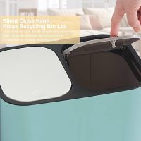 Recycling-Mülleimer, Trennung von trockenem und nassem Abfall, Kunststoff-Mülleimer mit zwei 12-Liter-Fächern für Küchenrecycling und Abfall, Mülleimer mit Druckknopf für Küche, Zuhause, Büro (Blau)
