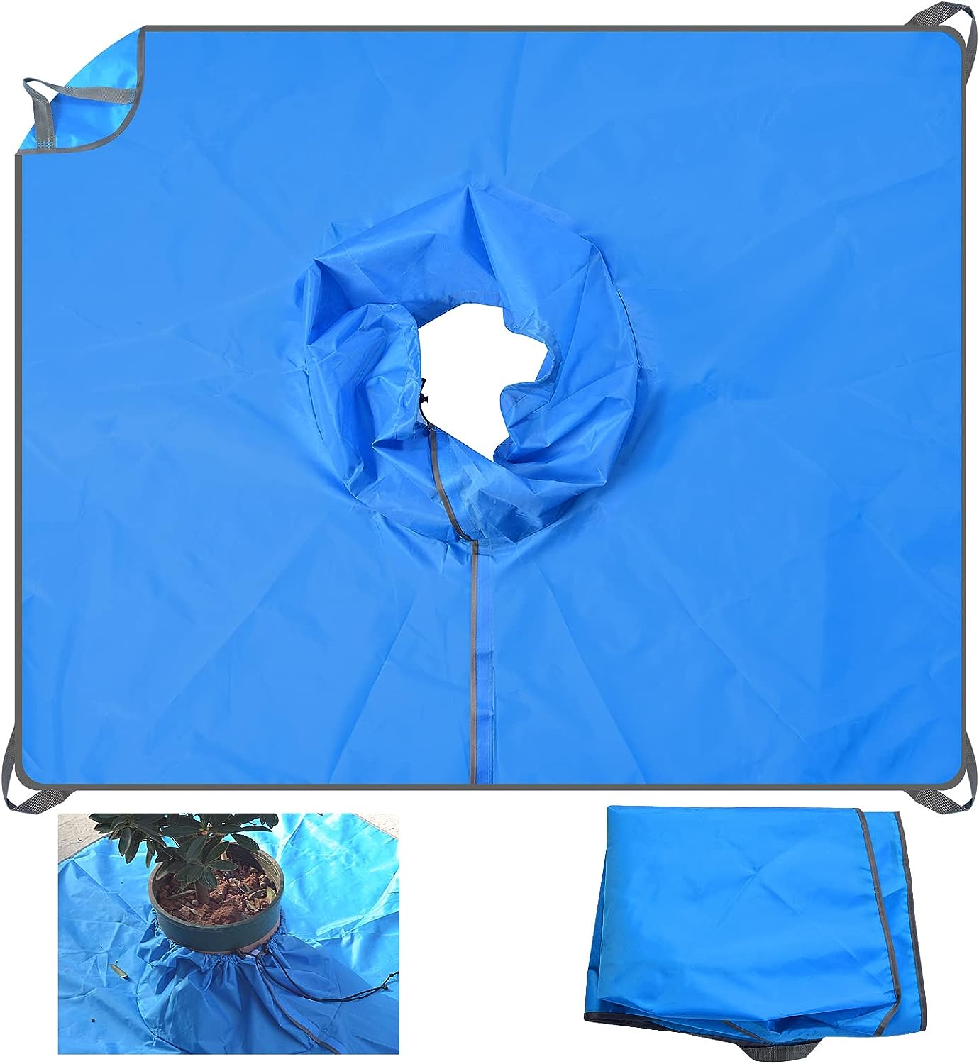 Pflanzenmatte Umtopfmatte Formschnittmatte Arbeitsunterlage für Pflanzarbeiten mit Tragegriffenverstellbarer Kragen Arbeitsunterlage für Umtopfarbeiten Formschnitt den Garten(146 cm x 146 cm)