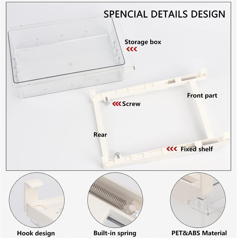 Skycase Kühlschrank Organizer,kühlschrank Organizer Set,Durchsichtig Kühlschrank Aufbewahrungsbox,Ausziehbare Einstellbar Kühlschrank Box mit Griff,Kühlschrank Schubladenorganizer für kühlschrank