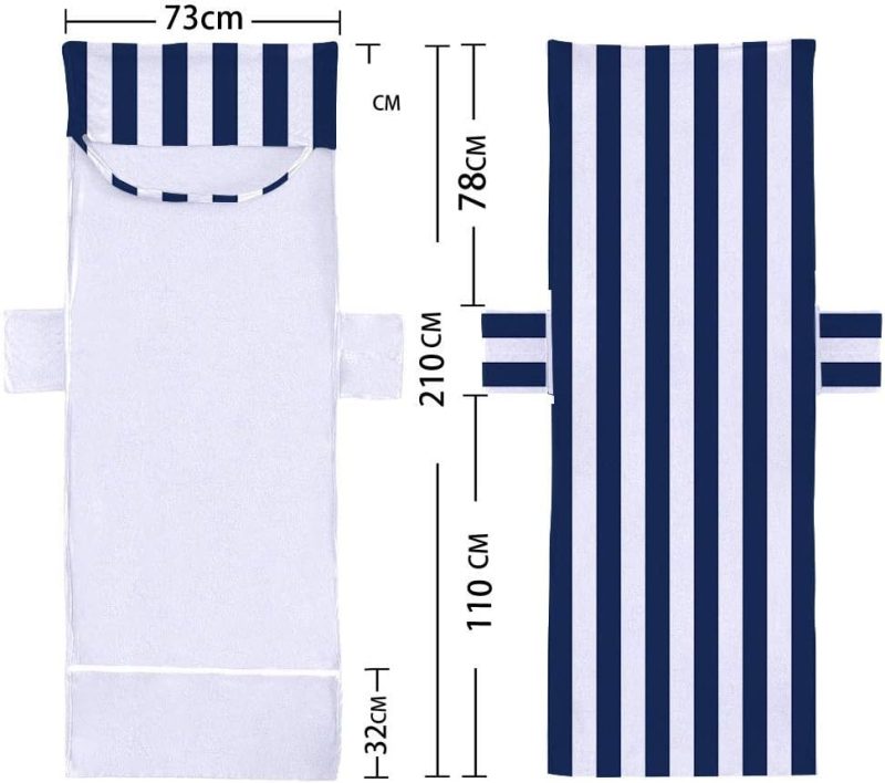 Fansu Schonbezug für Gartenliege, Frottee Handtuch für Sonnenliege Mikrofaser Schnelltrocknend Strandhandtuch mit 2 Taschen, Strandtuchfür Schwimmbäder, Strände, Gartenhotels(75x210cm)