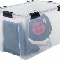 Iris Ohyama, 70L wasserdichte Aufbewahrungsboxen aus Kunststoff mit Deckel, 3er-Set, AT-LD, transparent, stapelbar, Verschlussclips ? B59 x T39 x H38 cm