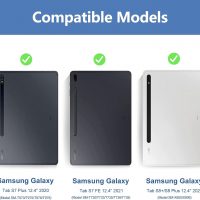 SENGBIRCH Tastatur-Schutzhülle für Samsung Galaxy Tab S8+S8 Plus 2022 /S7 FE 2021 /S7+ S7 Plus 12,4 Zoll 2020, Bluetooth-Tastatur 7 Farben, spanische Hintergrundbeleuchtung, mit PU-Folio-Abdeckung ,ng