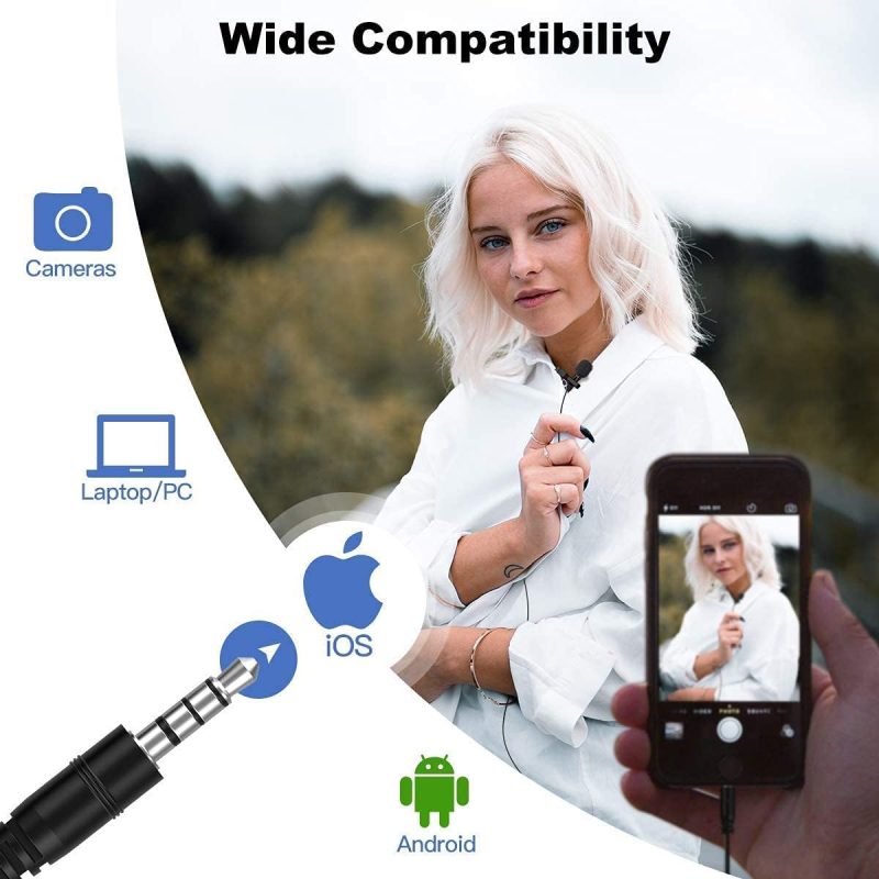 SYNCO Lav-S6E Lavalier-Mikrofon, für Revers/Krawatte, omnidirektionaler Kondensator, 6 m, Clip-Mikrofon, kompatibel mit DSLR-Spiegelreflexkamera, Mobiltelefon, Laptop, PC