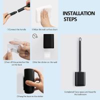 TORMAYS WC-Bürste Silikon, Flexibel Flache Toilettenbürste, Klobürste für Badezimmer mit schnelltrocknendem Behälter, Wandmontage ohne Bohren, Schwarz