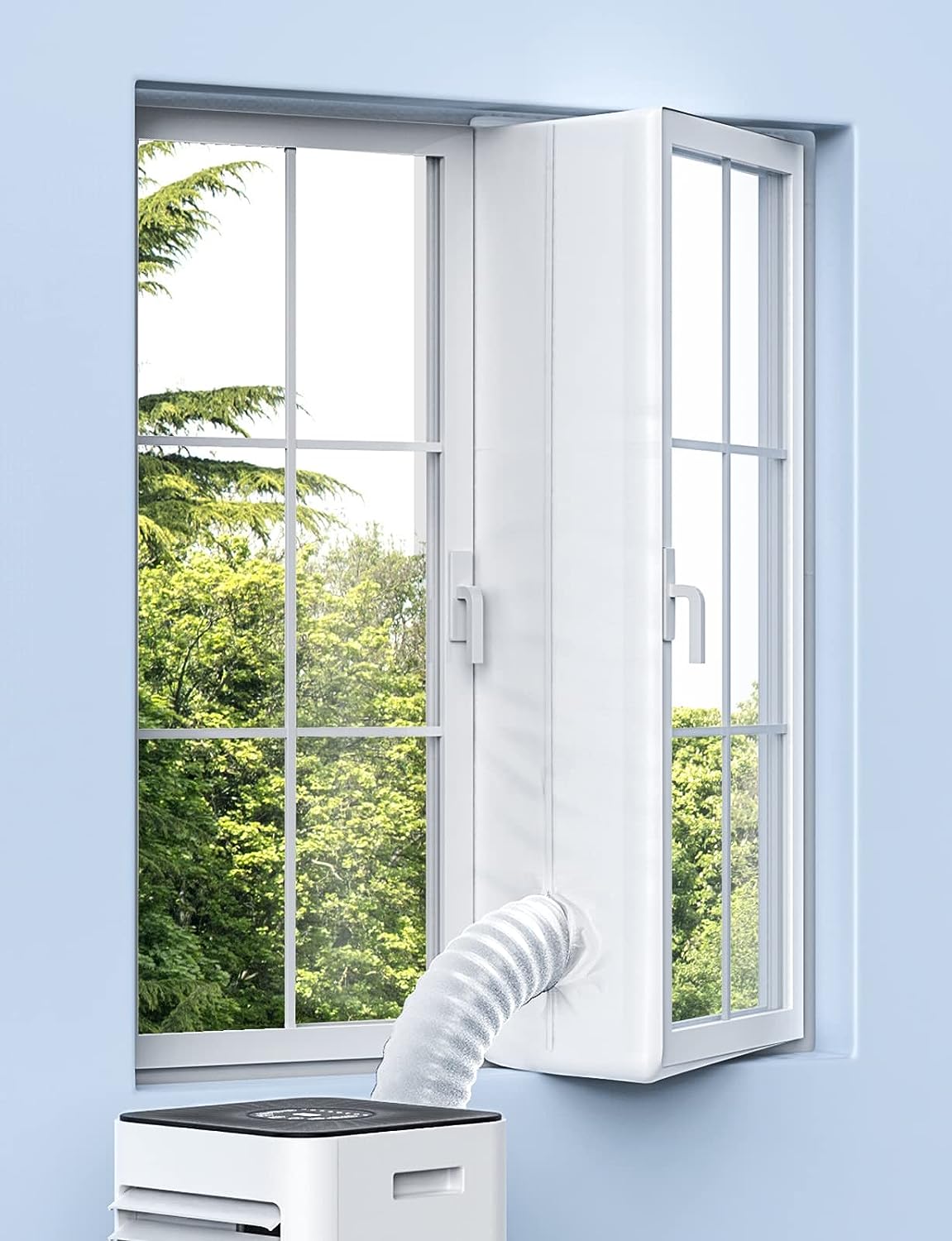 KGOGO Klimaanlage Fensterabdichtung, Fensterabdichtung für Mobile Klimageräte, Anti-Mücken, Wasserdicht, Windabweisend, Hot Air Stop, Geeignet für Flügelfenster, Kein Bohren, 400cm, Weiß