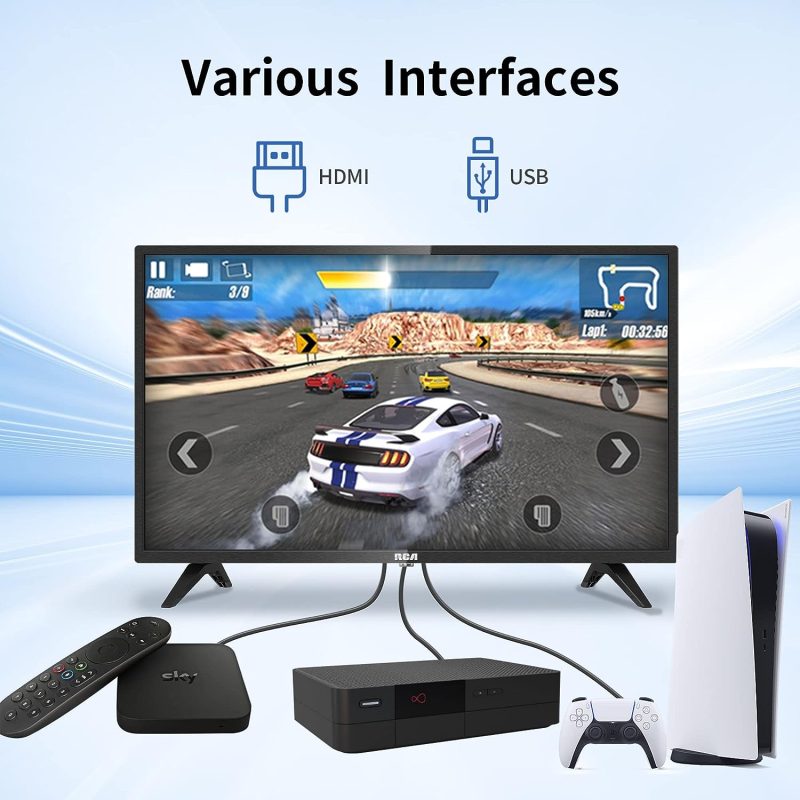 RCA 32 Zoll Fernseher LED TV HD Ready Triple Tuner(DVB-T/T2-C-S/S2) Dolby Audio HDMI USB Anschluss Fire TV Apple TV PS5 Xbox Hotel Modell Schlafzimmer Lounge Hotel RB32H(2023)