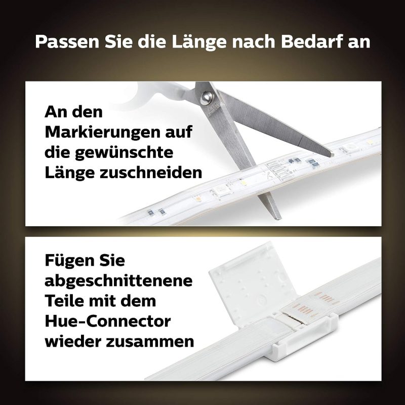 Philips Hue White & Col. Amb. Lightstrip Plus 2m Basis, 1600lm, 16 Mio. Farben, steuerbar via App, kompatibel mit Amazon Alexa (Echo, Echo Dot)