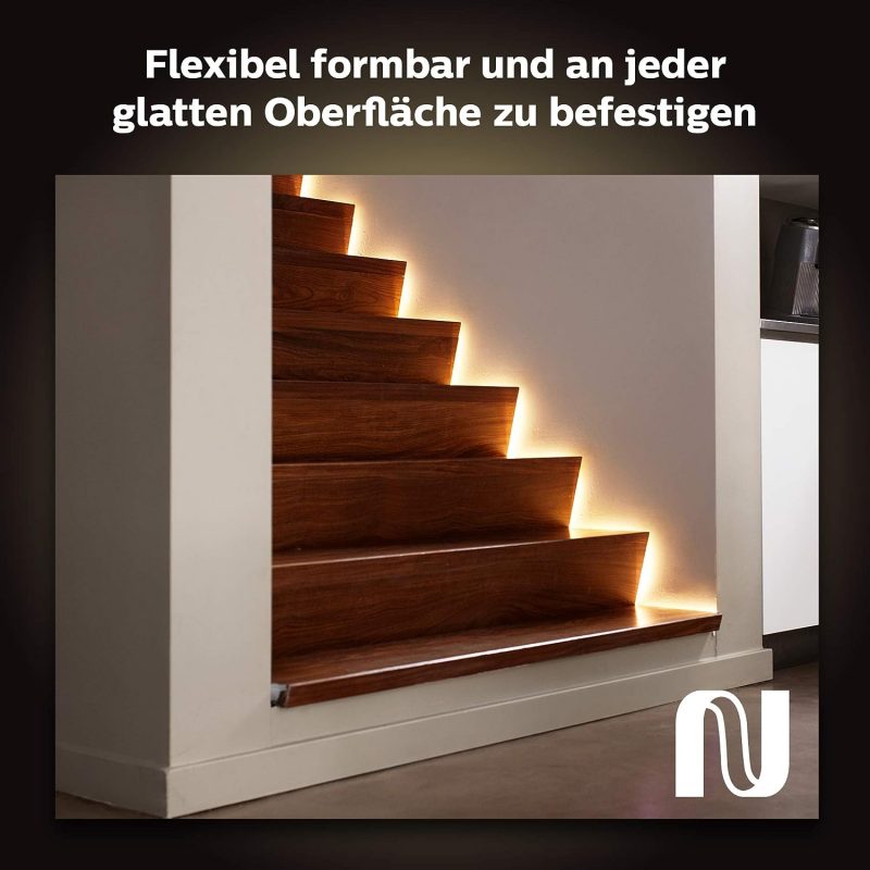Philips Hue White & Col. Amb. Lightstrip Plus 2m Basis, 1600lm, 16 Mio. Farben, steuerbar via App, kompatibel mit Amazon Alexa (Echo, Echo Dot)