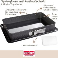 Zenker 7022 Rechteck-Springform DELUXE, eckige Premium-Backform mit emailliertem Boden und Auslaufschutz, Kuchenform mit Antihaftbeschichtung (Farbe: Schwarz metallic), Menge: 1 Stück