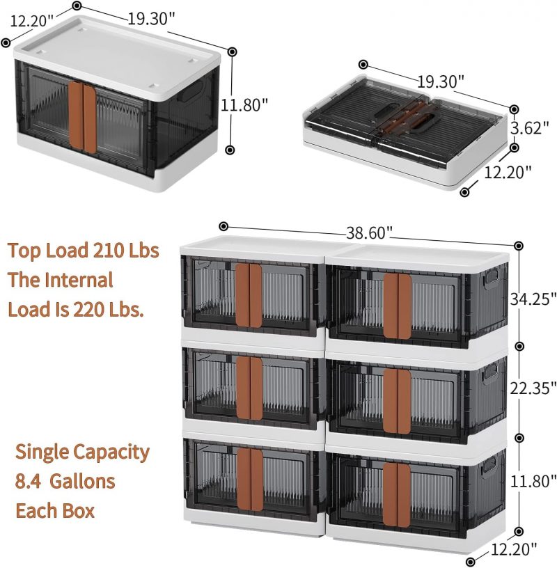HAIXIN Aufbewahrungsbox mit Deckel, 32L Boxen aufbewahrung ordnungsboxen storage boxes Kisten, kunststoffbox plastikbox stapelkisten lagerboxen mit Rädern durchsichtig groß 6 Stück