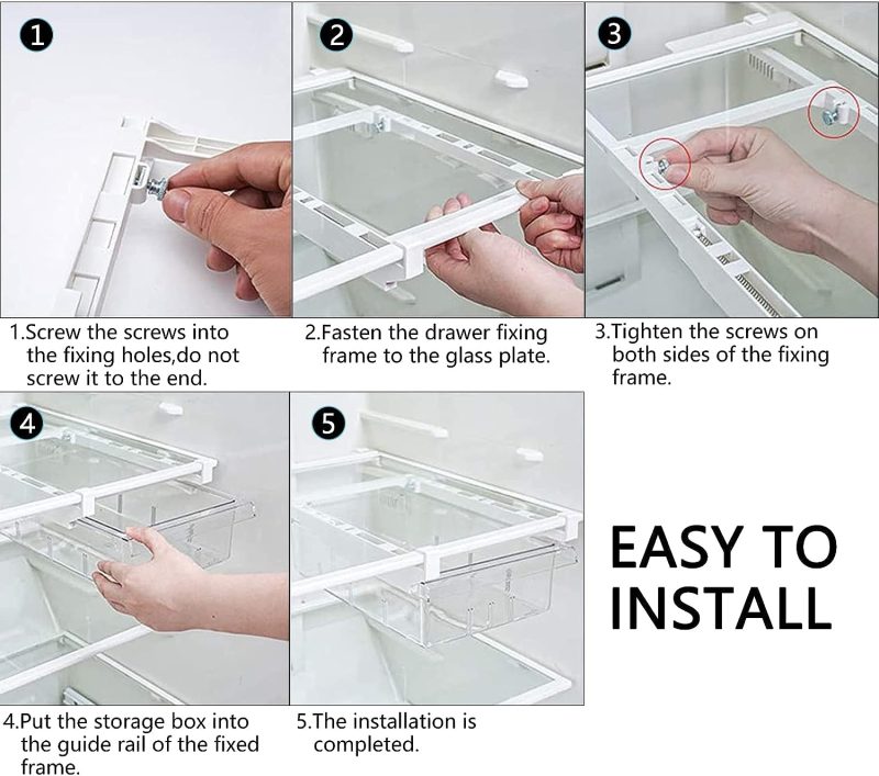 Skycase Kühlschrank Organizer,kühlschrank Organizer Set,Durchsichtig Kühlschrank Aufbewahrungsbox,Ausziehbare Einstellbar Kühlschrank Box mit Griff,Kühlschrank Schubladenorganizer für kühlschrank