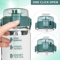 DEARRAY 2l Sport Trinkflasche Glas Flasche mit Strohhalm & Zeitmarkierung 2 liter Große bpa frei Wasserflasche Motivation mit Uhrzeit Kohlensäure geeignet