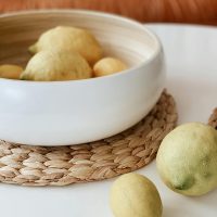 Decorasian Bambusschale groß und rund – Chips Schale bzw. Bowl - Obstschale Bambus hochwertig seidenmatt lackiert – 30cm weiß