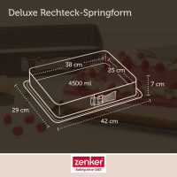 Zenker 7022 Rechteck-Springform DELUXE, eckige Premium-Backform mit emailliertem Boden und Auslaufschutz, Kuchenform mit Antihaftbeschichtung (Farbe: Schwarz metallic), Menge: 1 Stück