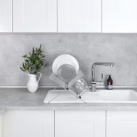 WENKO Geschirrabtropfer Duo - Teller- und Tassenablage, klappbar, verchromtes Metall, 47.5 x 22 x 33 cm, Silber glänzend