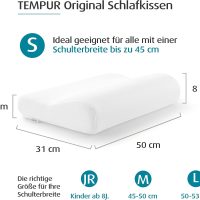 TEMPUR Original Schlafkissen Memory Foam, ergonomisches Nackenstützkissen für Seiten- und Rückenschläfer, Liegefühl fest, S (50 x 31 x 8/5 cm), Weiß