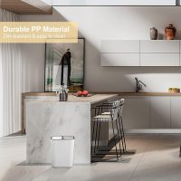 Recycling Mülleimer, Trennung von trockenem und nassem Abfall, Kunststoff-Mülleimer mit zwei 12-Liter-Fächern für Küchenrecycling und Abfall, Mülleimer mit Druckknopf für Küche, Zuhause, Büro (Weiß)