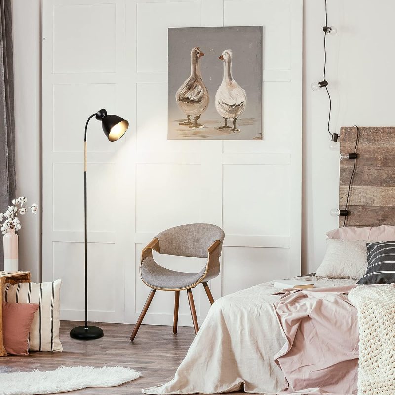 Anten Giraffe | Schwenkbare Stehlampe Schwarz | E27 Fassung MAX 60W | Höhe 159CM | Retro Metall-Stehleuchte | 1 Flammig | Für Wohnzimmer, Schlafzimmer und Arbeitszimmer
