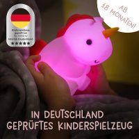 MegaLight LED Nachtlicht Kinder RGB Farbwechsel | Nachtlicht Baby ohne verschluckbare Kleinteile | Stilllicht dimmbar Timer | Nachtlicht Einhorn mit Touch USB | Maggy Magic