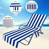 Fansu Schonbezug für Gartenliege, Frottee Handtuch für Sonnenliege Mikrofaser Schnelltrocknend Strandhandtuch mit 2 Taschen, Strandtuchfür Schwimmbäder, Strände, Gartenhotels(75x210cm)