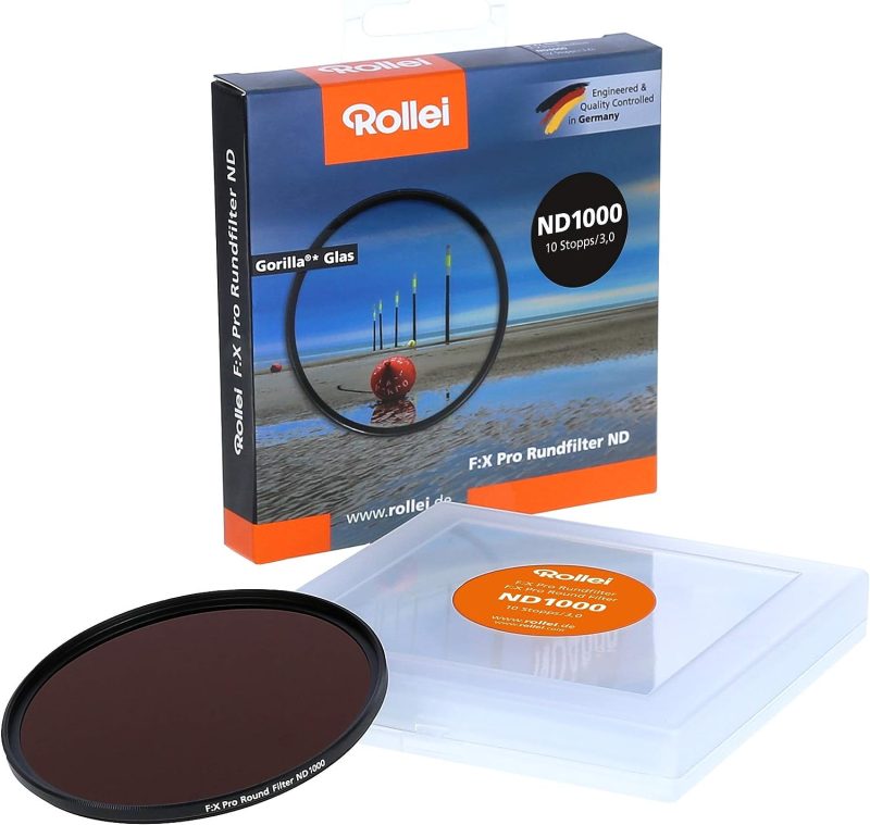 Rollei F:X Pro Rundfilter (62 mm, ND 1000 Filter) Neutraler Graufilter (Neutraldichtefilter) aus Gorilla Glas mit spezieller Beschichtung – ND8 (10 Stopps/3,0)