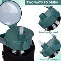 DEARRAY 2l Sport Trinkflasche Glas Flasche mit Strohhalm & Zeitmarkierung 2 liter Große bpa frei Wasserflasche Motivation mit Uhrzeit Kohlensäure geeignet