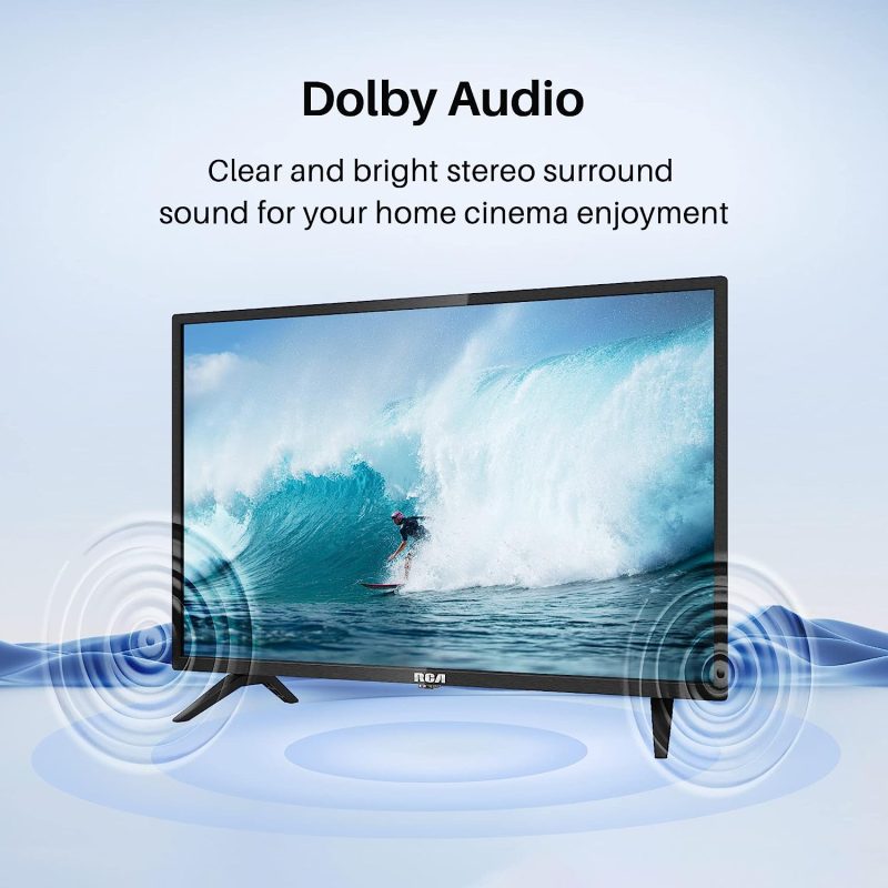 RCA 32 Zoll Fernseher LED TV HD Ready Triple Tuner(DVB-T/T2-C-S/S2) Dolby Audio HDMI USB Anschluss Fire TV Apple TV PS5 Xbox Hotel Modell Schlafzimmer Lounge Hotel RB32H(2023)