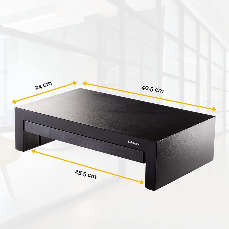 Fellowes Monitorständer Designer Suites, höhenverstellbar um 4 cm, ergonomisch, mit Aufbewahrungsfach, für Monitore bis 21 Zoll BZW. 18 kg