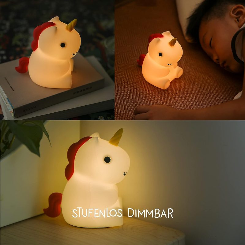 MegaLight LED Nachtlicht Kinder RGB Farbwechsel | Nachtlicht Baby ohne verschluckbare Kleinteile | Stilllicht dimmbar Timer | Nachtlicht Einhorn mit Touch USB | Maggy Magic