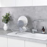 WENKO Geschirrabtropfer Duo - Teller- und Tassenablage, klappbar, verchromtes Metall, 47.5 x 22 x 33 cm, Silber glänzend