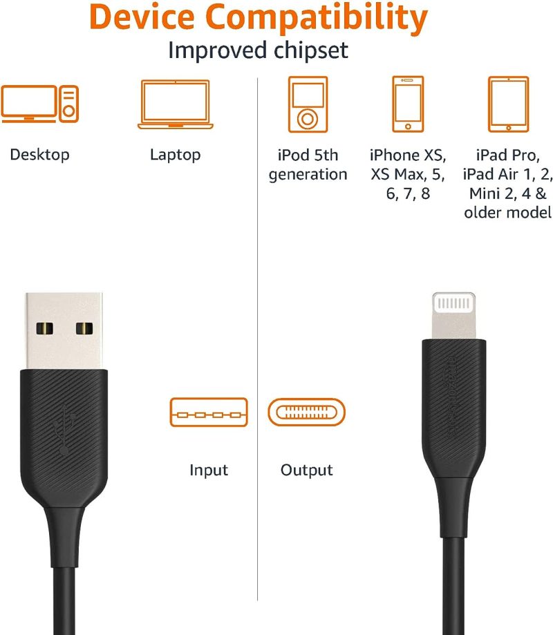 Amazon Basics – Verbindungskabel Lightning auf USB-A, MFi-zertifiziertes Ladekabel für iPhone, schwarz, 0,9 m