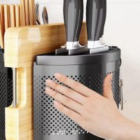 NILICAN Messerhalter für Küchentheke, drehbarer Universal-Messerblock ohne Messer 3-in-1Multifunktions Messerblock Set Besteck-Utensilien Trockengestell Schneidebrett-Organizer