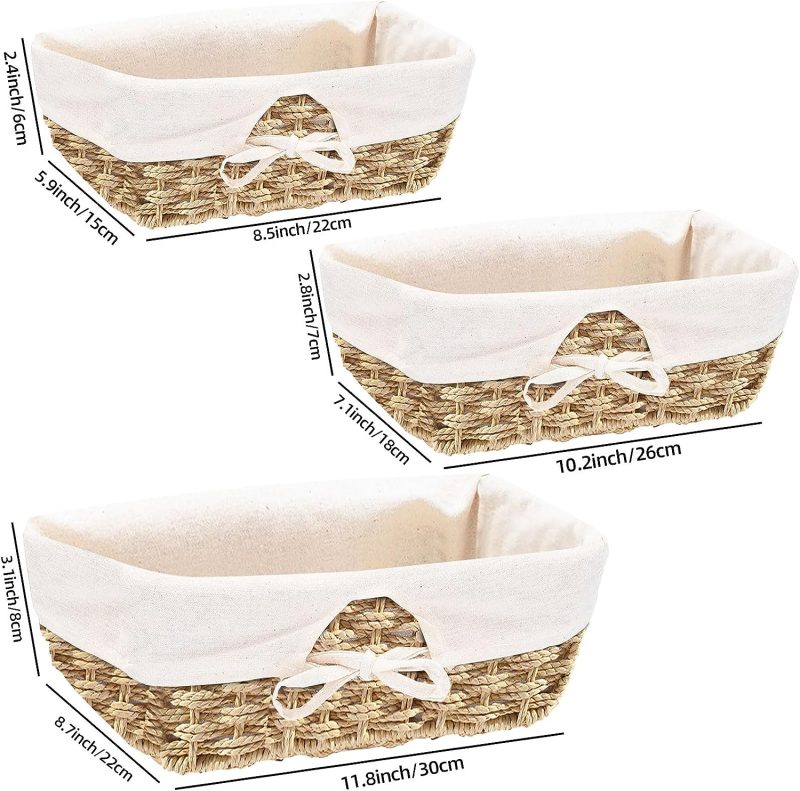 OUTBROS Aufbewahrungskorb Geflochten, 3er Set Spielzeug Aufbewahrung Badezimmer Körbchen, Wickeltisch Organizer Körbchen Kinderzimmer Boxen Basket Kleiner Korb, Papierseil