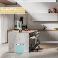 Recycling-Mülleimer, Trennung von trockenem und nassem Abfall, Kunststoff-Mülleimer mit zwei 12-Liter-Fächern für Küchenrecycling und Abfall, Mülleimer mit Druckknopf für Küche, Zuhause, Büro (Blau)