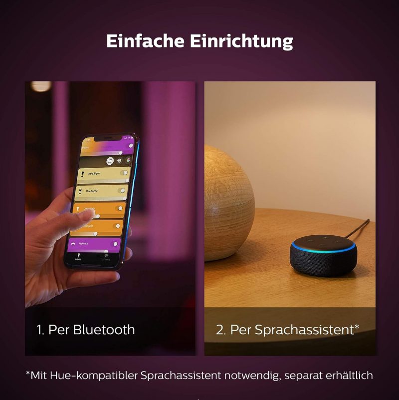 Philips Hue White & Col. Amb. Lightstrip Plus 2m Basis, 1600lm, 16 Mio. Farben, steuerbar via App, kompatibel mit Amazon Alexa (Echo, Echo Dot)