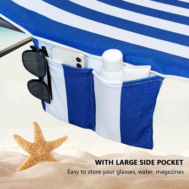 Fansu Schonbezug für Gartenliege, Frottee Handtuch für Sonnenliege Mikrofaser Schnelltrocknend Strandhandtuch mit 2 Taschen, Strandtuchfür Schwimmbäder, Strände, Gartenhotels(75x210cm)